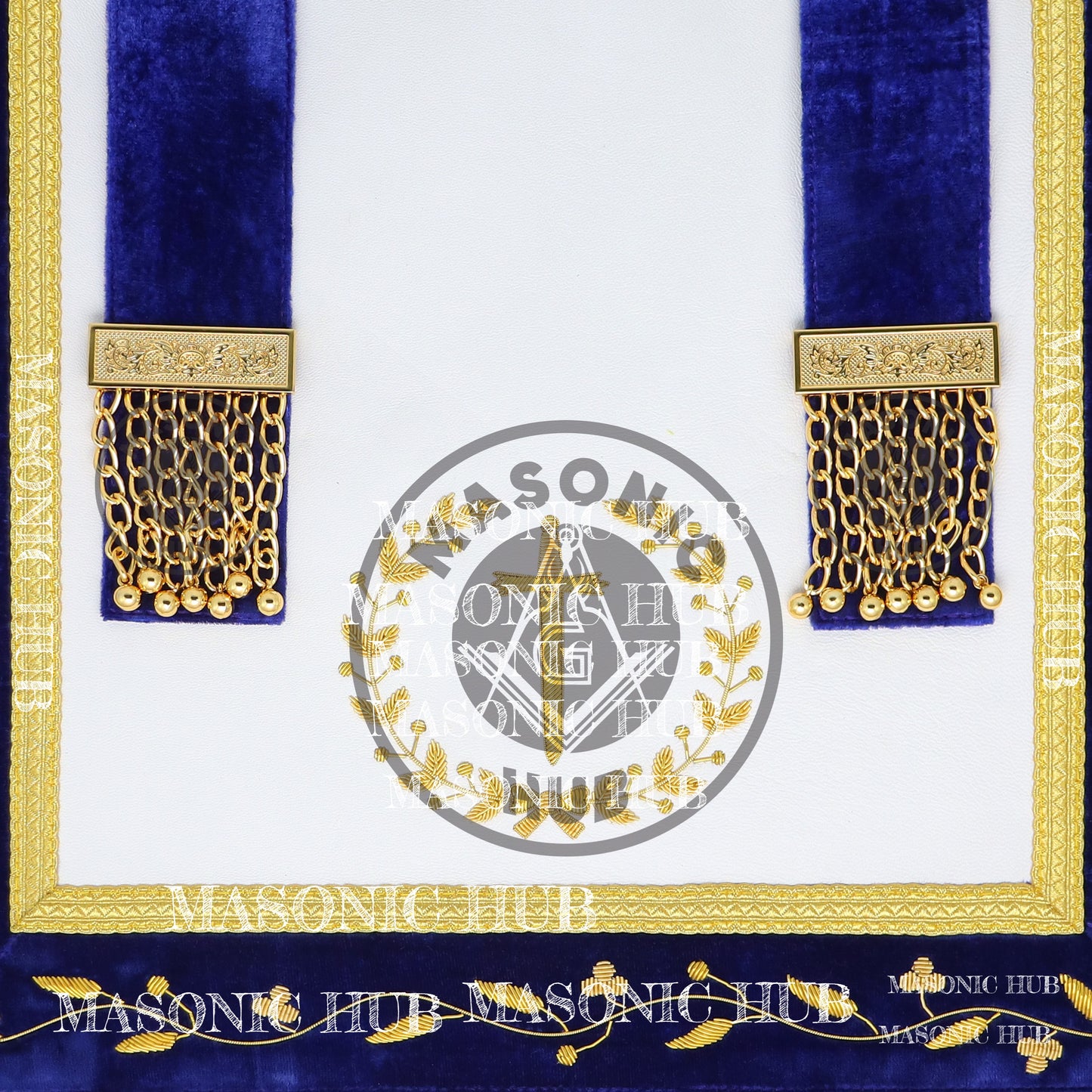 Masonic Grand Lodge Tyler Regalia Set – Hand Embroidered Lambskin Apron