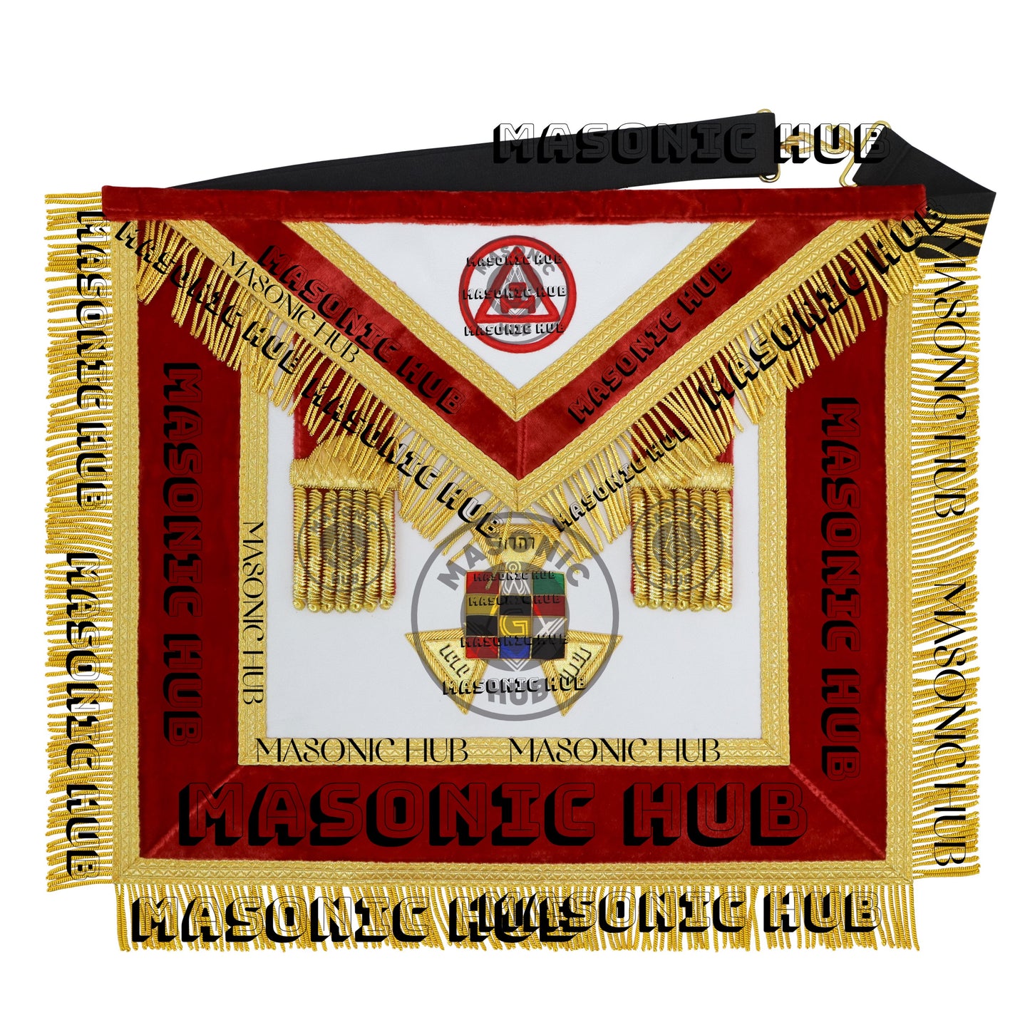 Past High Priest Royal Arch Apron – Red Velvet & Gold Bullion with Embroidered