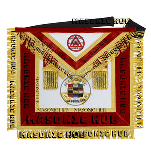 Past High Priest Royal Arch Apron – Red Velvet & Gold Bullion with Embroidered Masonic Hub