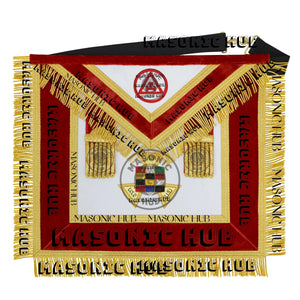 Past High Priest Royal Arch Apron – Red Velvet & Gold Bullion with Embroidered Masonic Hub