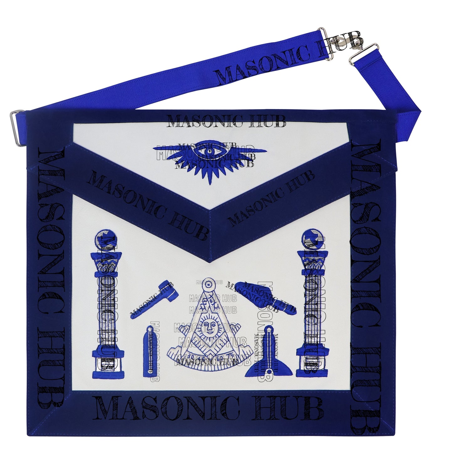 Masonic Past Master Lambskin Working Tools Apron - Hand-Embroidered Freemason