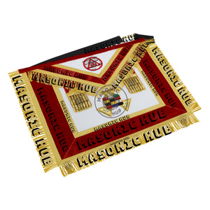 Past High Priest Royal Arch Apron – Red Velvet & Gold Bullion with Embroidered Masonic Hub