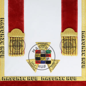 Past High Priest Royal Arch Apron – Red Velvet & Gold Bullion with Embroidered Masonic Hub