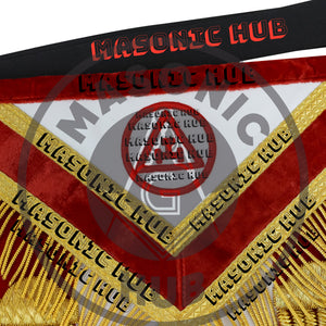 Past High Priest Royal Arch Apron – Red Velvet & Gold Bullion with Embroidered Masonic Hub