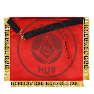 Past High Priest Royal Arch Apron – Red Velvet & Gold Bullion with Embroidered Masonic Hub