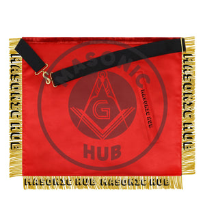 Past High Priest Royal Arch Apron – Red Velvet & Gold Bullion with Embroidered Masonic Hub