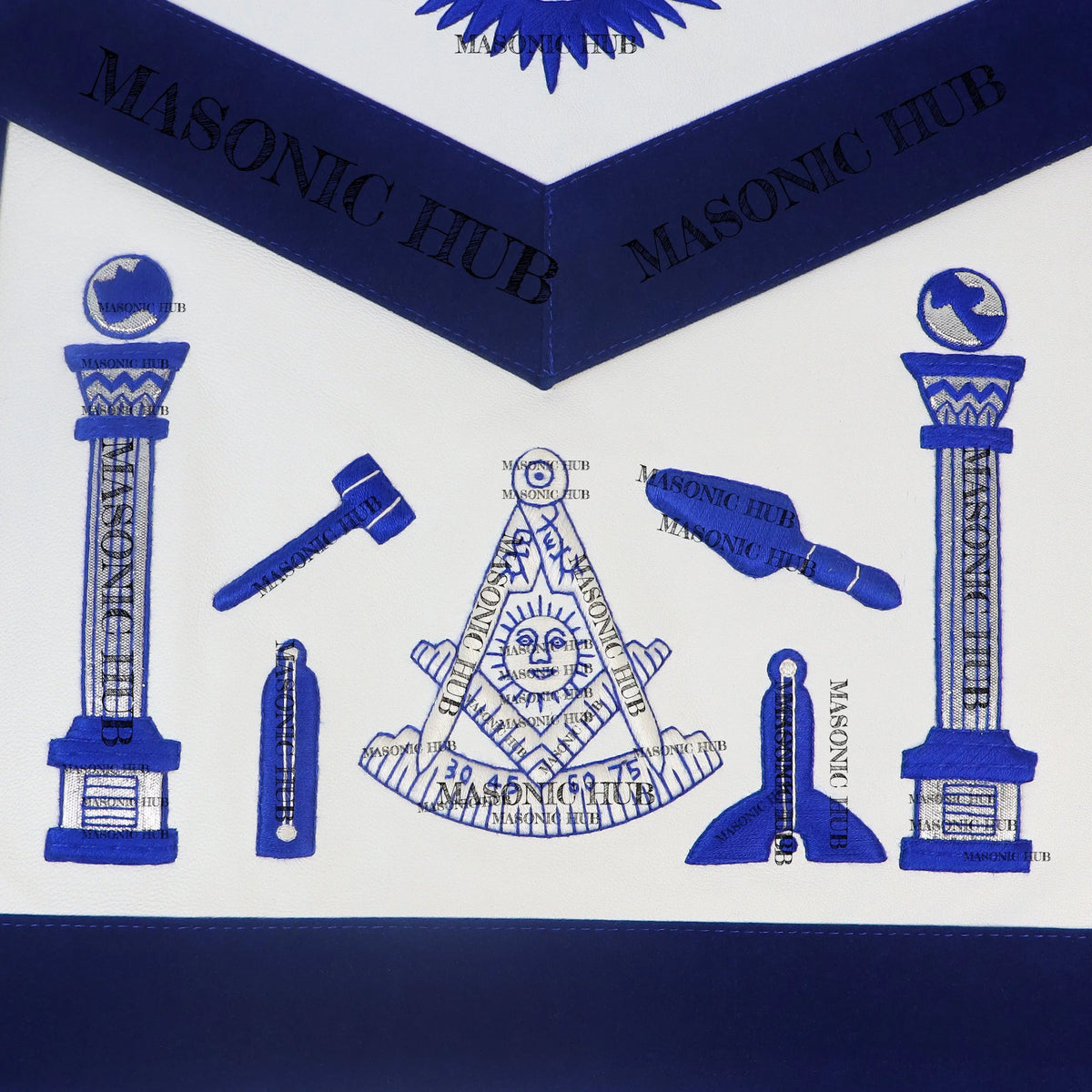 Masonic Past Master Lambskin Working Tools Apron - Hand-Embroidered Freemason My Store