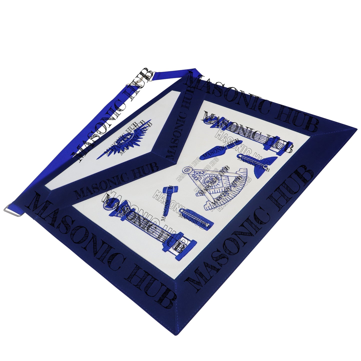 Masonic Past Master Lambskin Working Tools Apron - Hand-Embroidered Freemason