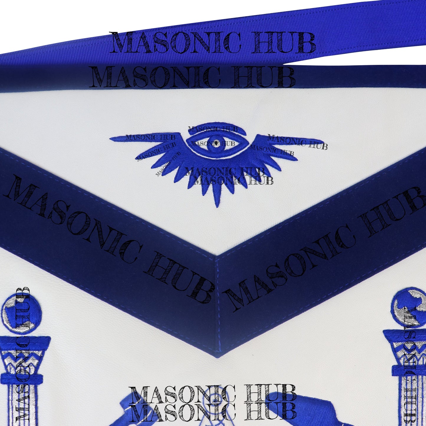 Masonic Past Master Lambskin Working Tools Apron - Hand-Embroidered Freemason
