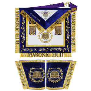 Masonic Grand Lodge Chaplain Regalia Set – Hand Embroidered Lambskin Apron, Collar, Jewel & Cuffs – Gold Bullion Finish Masonic Hub