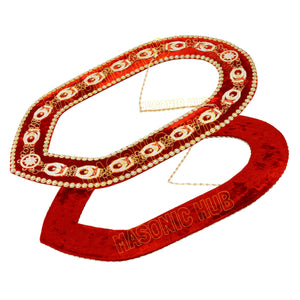 Masonic Regalia Rhinestones Jewels Shriner Chain Collar With Red Backing Velvet Masonic Hub