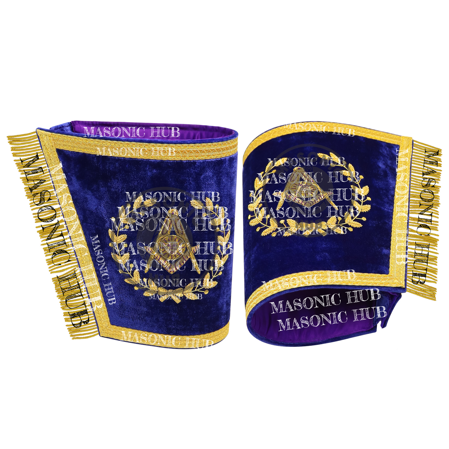 Masonic Grand Lodge Master of Ceremonies Cuffs Set Hand Embroidered Gold Bullion