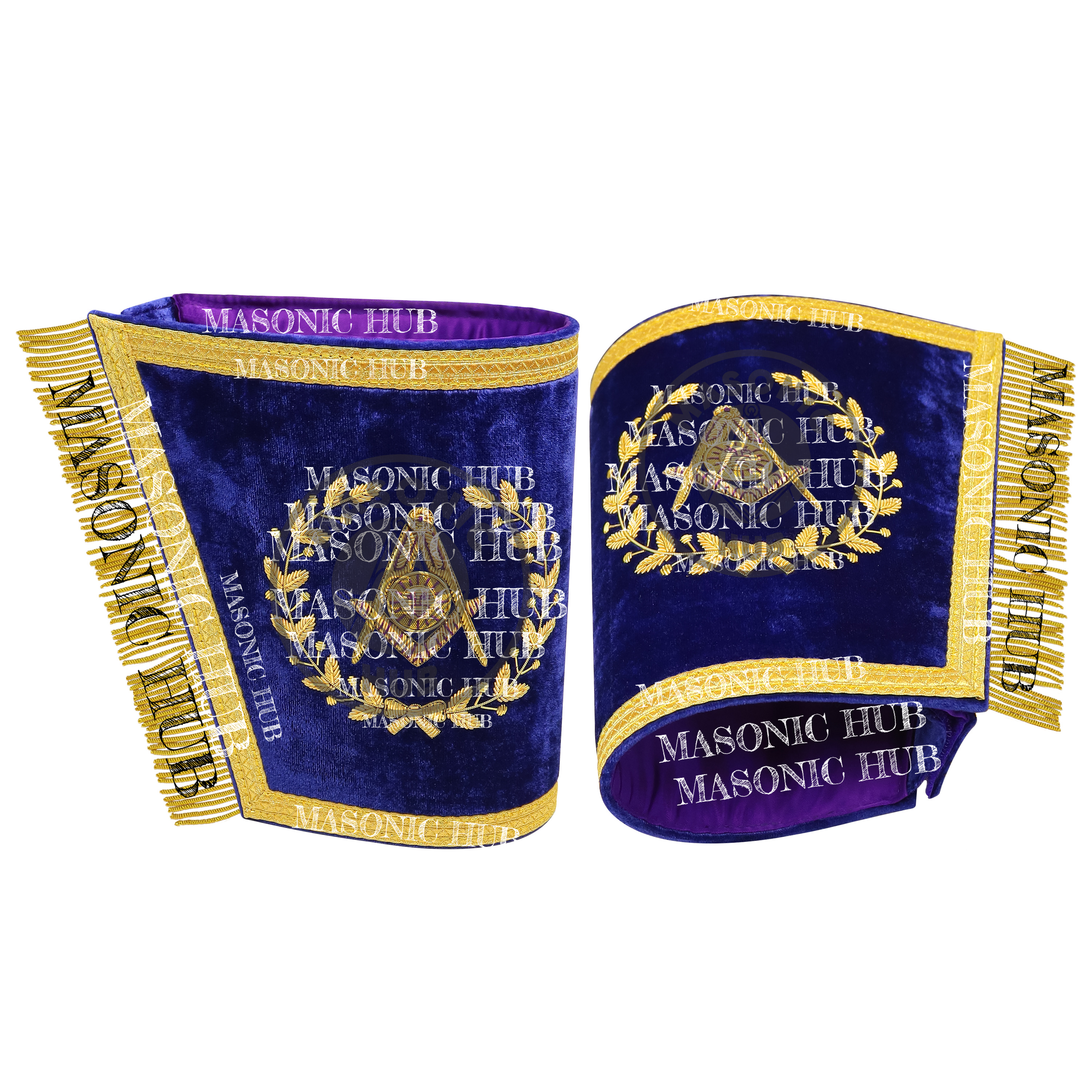 Masonic Grand Lodge Senior Decon Cuffs Set Hand Embroidered Gold Bullion Masonic Hub
