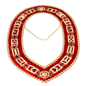 Masonic Blue Lodge Working Tools Masonic Chain Collar with Rhinestone Red Velvet Masonic Hub