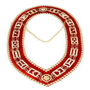 Masonic Blue Lodge Working Tools Masonic Chain Collar with Rhinestone Red Velvet Masonic Hub