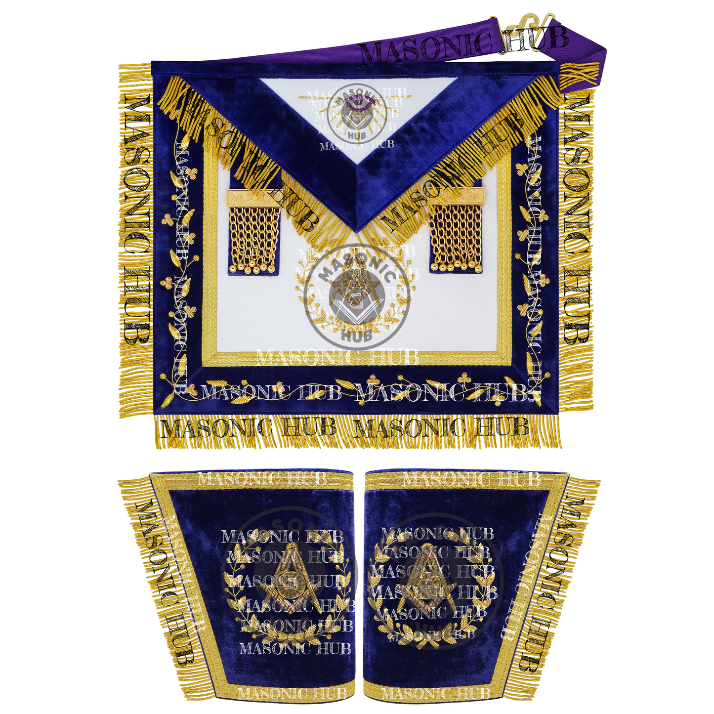 Masonic Grand Lodge Senior Deacon Regalia Set – Hand Embroidered Lambskin Apron