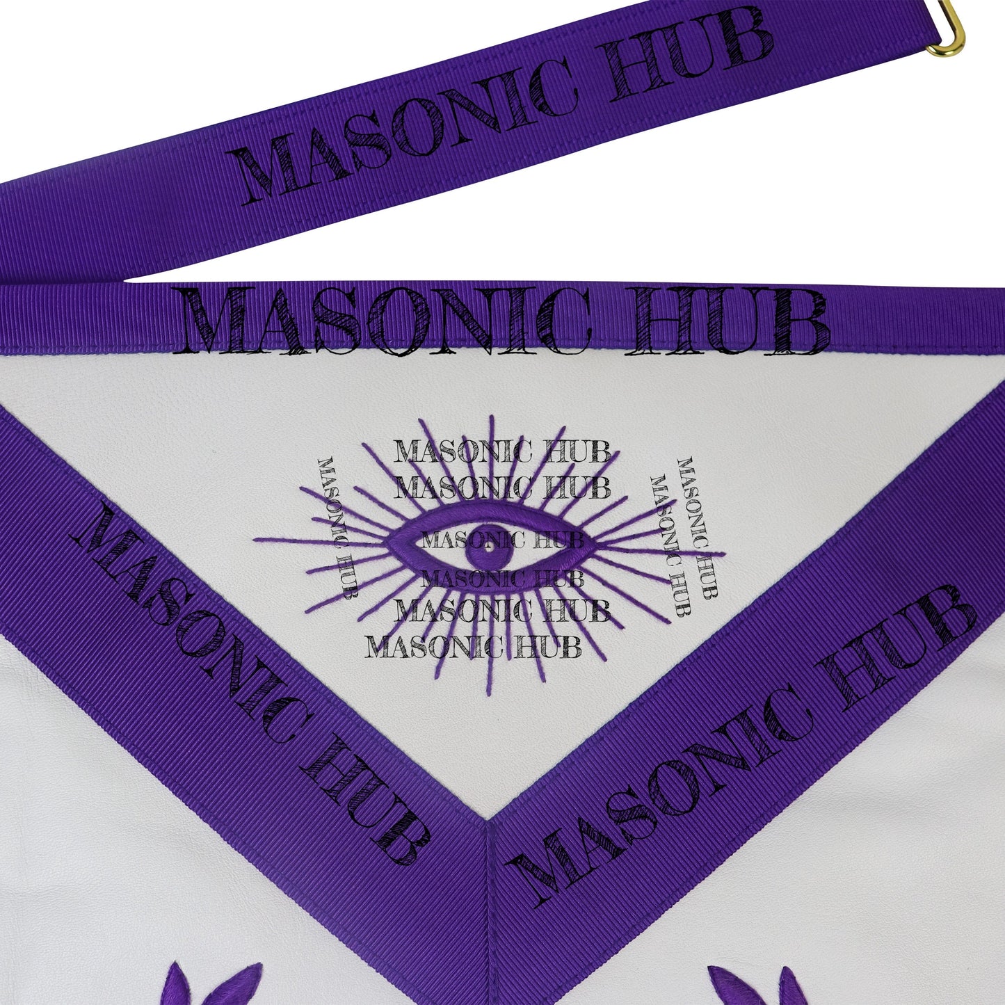 Handcrafted Lambskin Past Master Masonic Apron - Purple Wreath Emblem Freemason