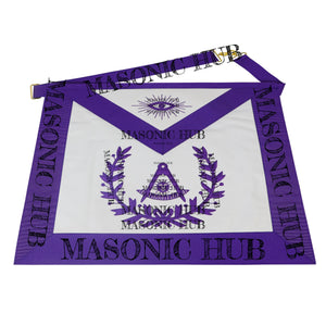 Handcrafted Lambskin Past Master Masonic Apron - Purple Wreath Emblem Freemason My Store