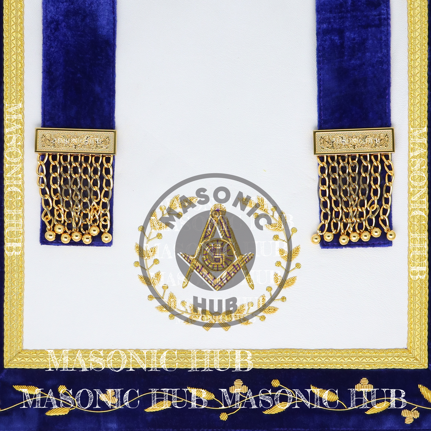 Masonic Grand Lodge Senior Deacon Regalia Set – Hand Embroidered Lambskin Apron