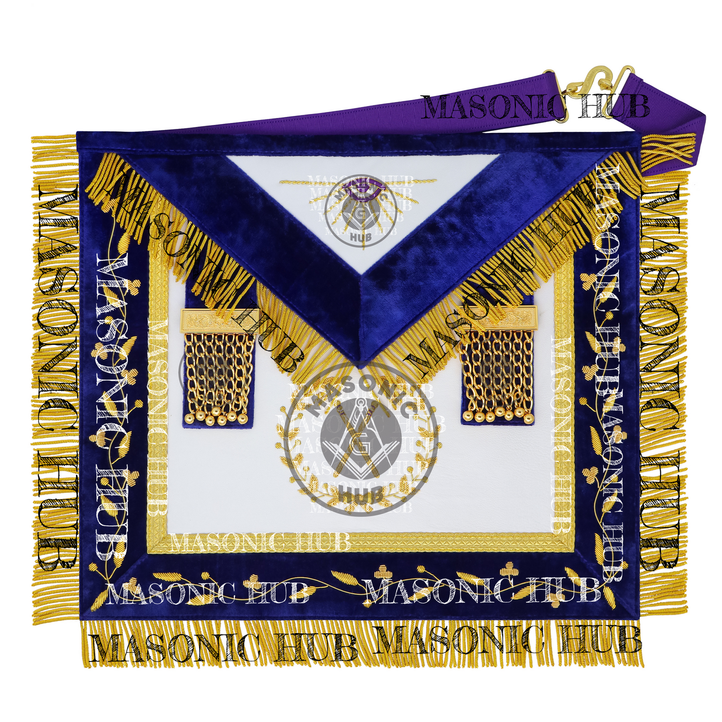 Masonic Grand Lodge Master of Ceremonies Regalia Set – Hand Made Lambskin Apron