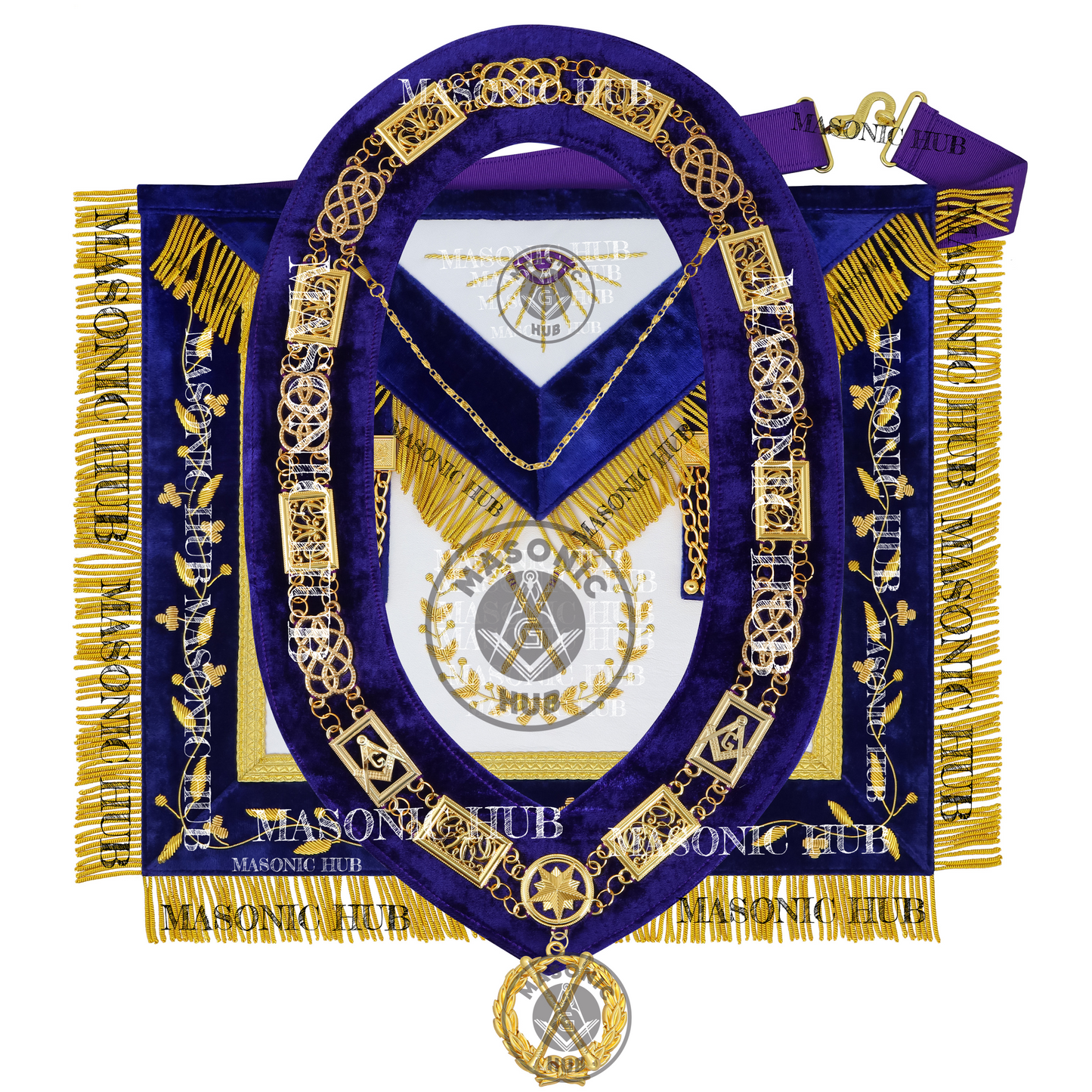 Masonic Grand Lodge Master of Ceremonies Regalia Set – Hand Made Lambskin Apron