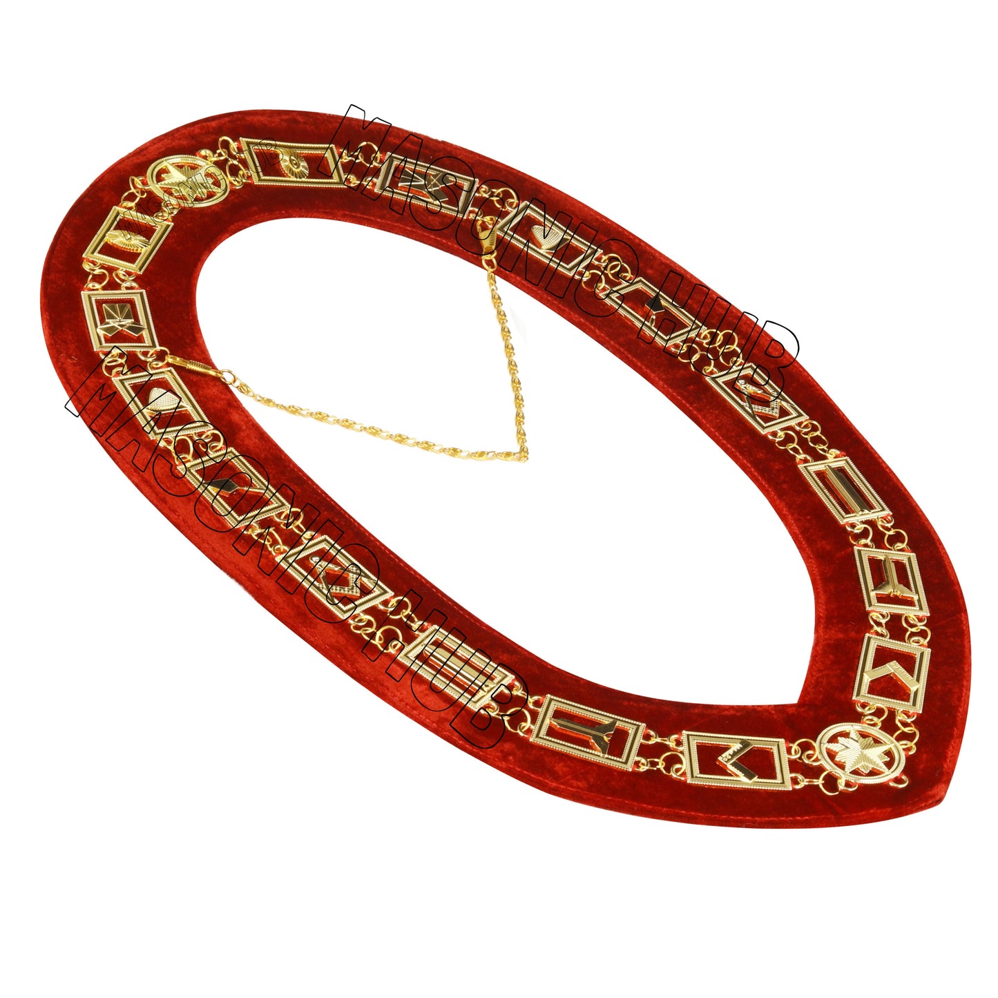 Masonic Blue Lodge Working Tools Masonic Chain Collar Red Velvet Backing