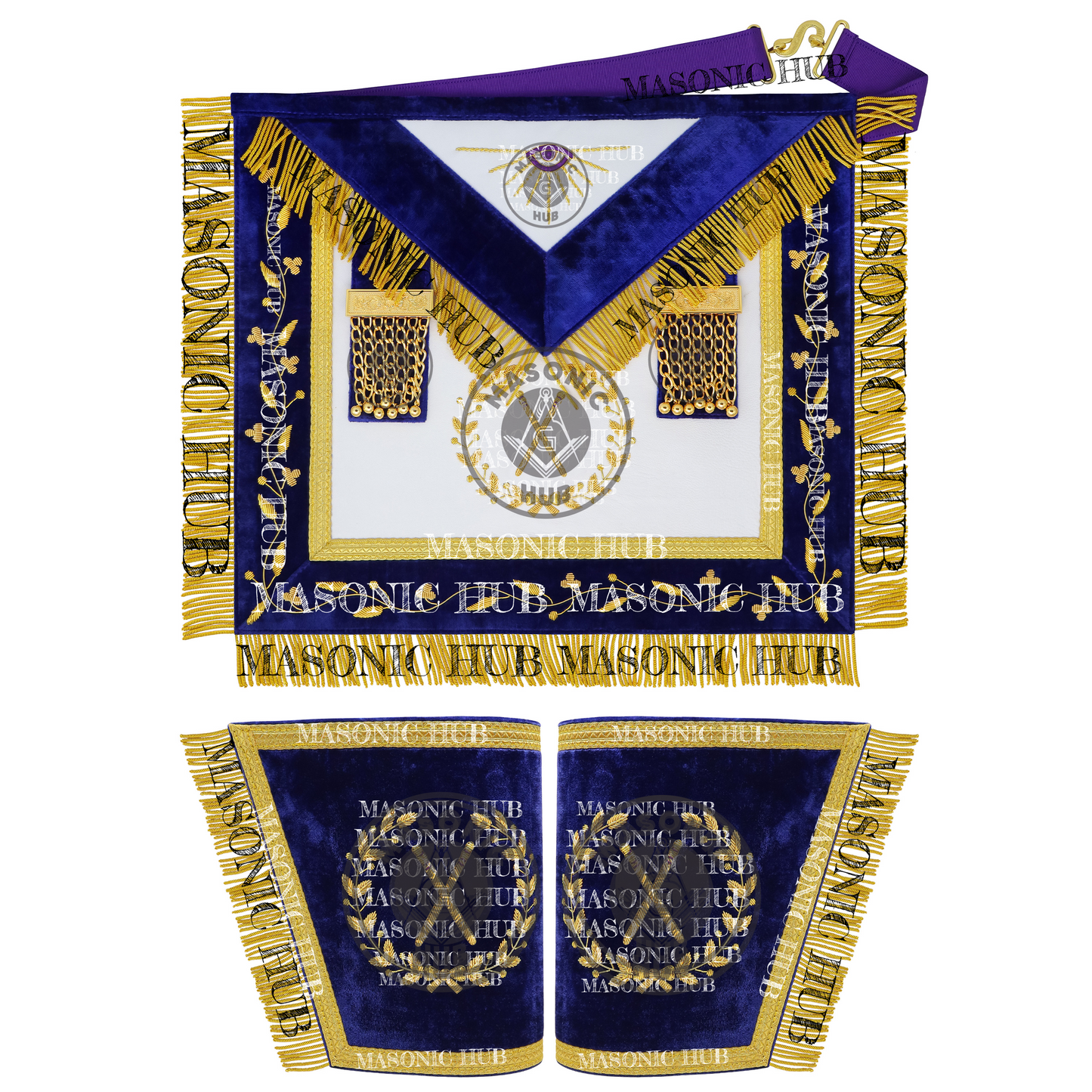 Masonic Grand Lodge Master of Ceremonies Regalia Set – Hand Made Lambskin Apron