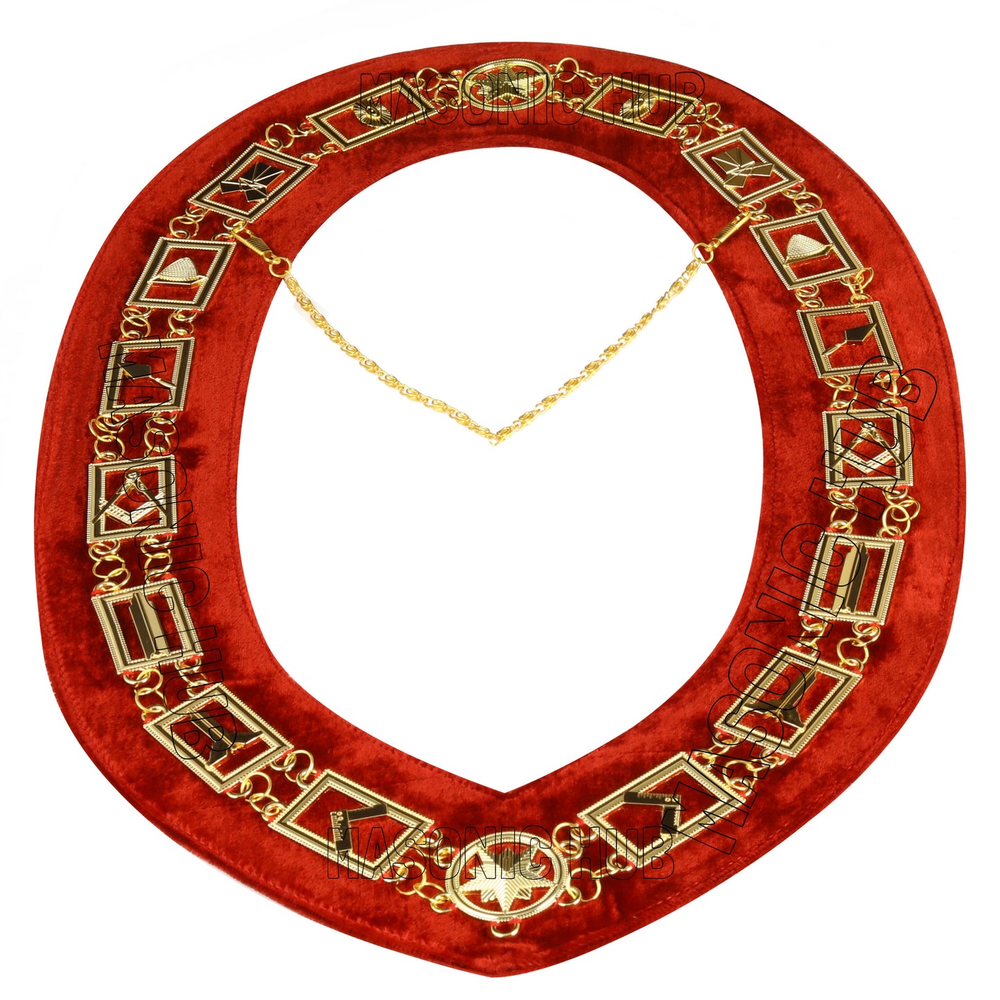 Masonic Blue Lodge Working Tools Masonic Chain Collar Red Velvet Backing