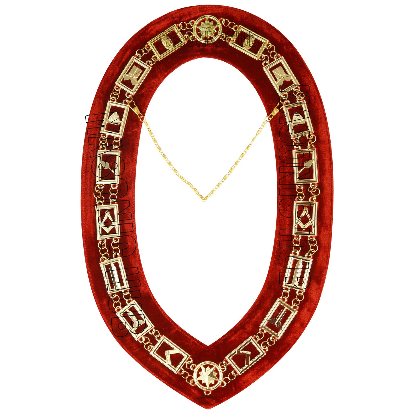 Masonic Blue Lodge Working Tools Masonic Chain Collar Red Velvet Backing