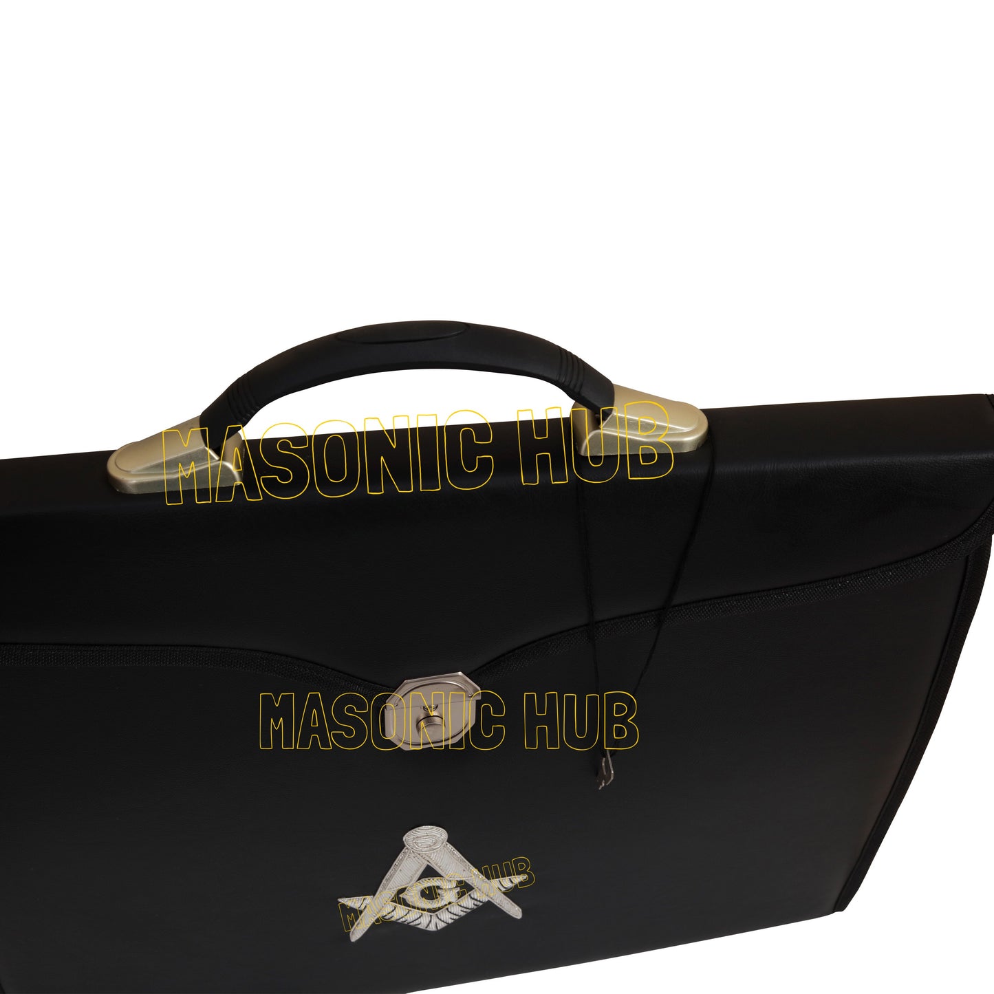 Masonic Regalia Black File Case For WM/MM Apron with Hard Handle & G Logo-BLACK