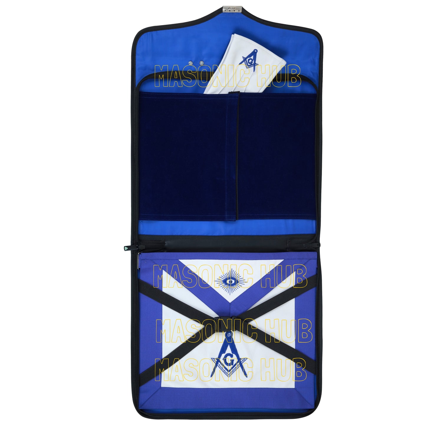 Masonic Regalia Black File Case For WM/MM Apron with Hard Handle & G Logo-BLACK