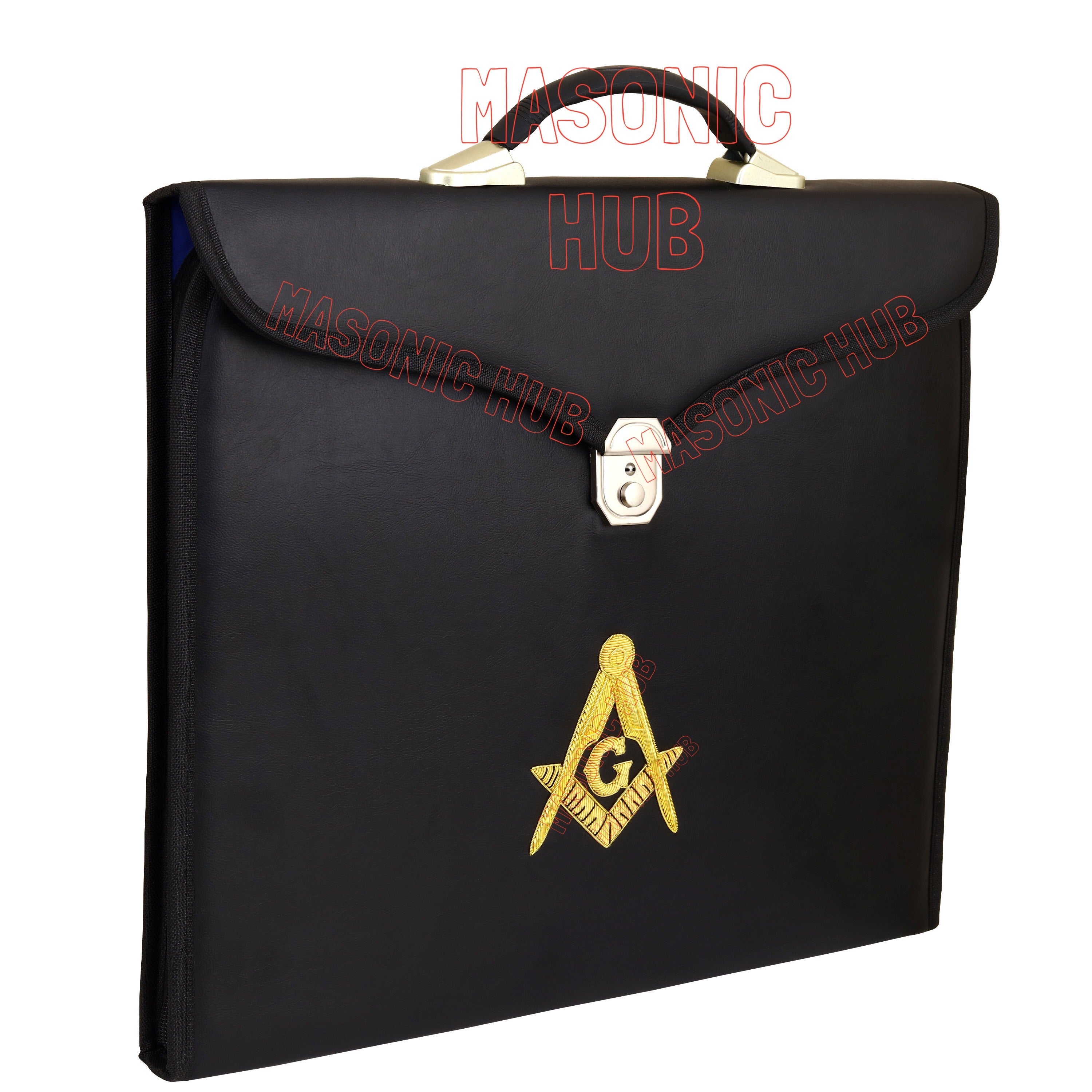Masonic Regalia Black File Case For WM/MM Apron with Hard Handle & G Logo-BLACK Masonic Hub