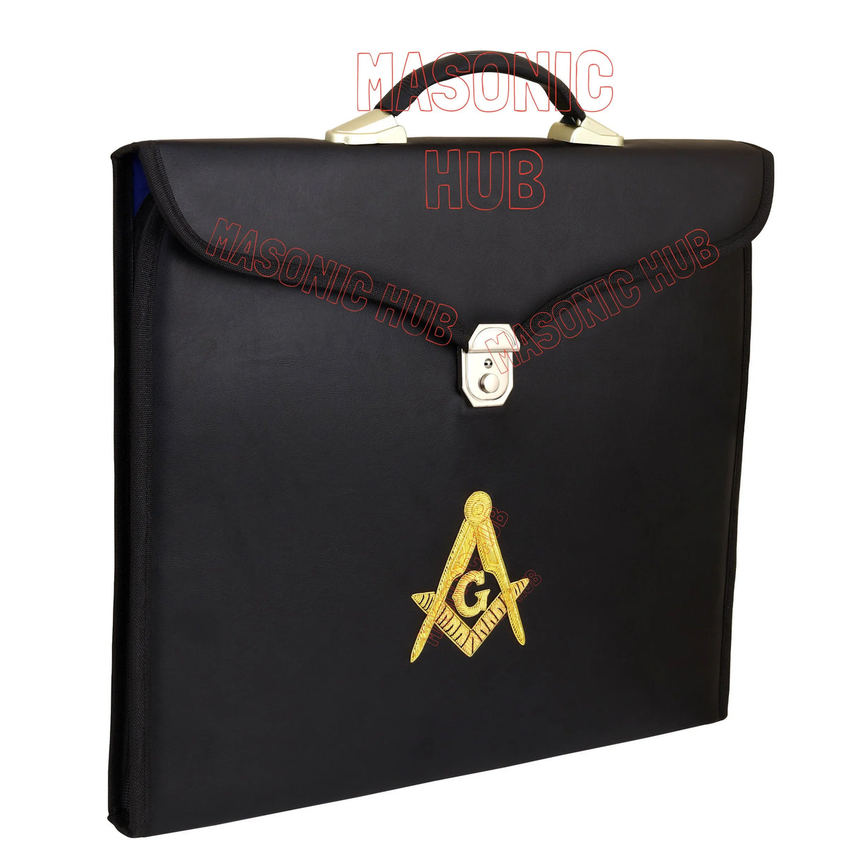 Masonic Regalia Black File Case For WM/MM Apron with Hard Handle & G Logo-BLACK Masonic Hub