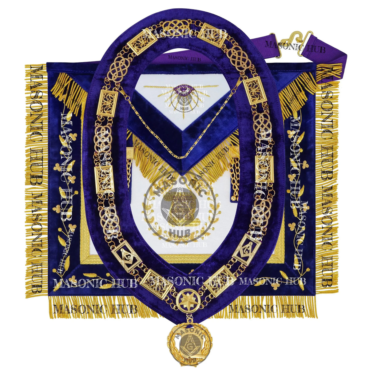 Masonic Grand Lodge Orator Regalia Set – Hand Embroidered Lambskin Apron Masonic Hub