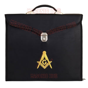 Masonic Regalia Black File Case For WM/MM Apron with Hard Handle & G Logo-BLACK Masonic Hub