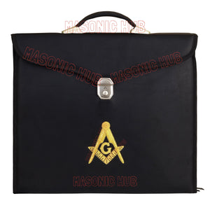 Masonic Regalia Black File Case For WM/MM Apron with Hard Handle & G Logo-BLACK Masonic Hub