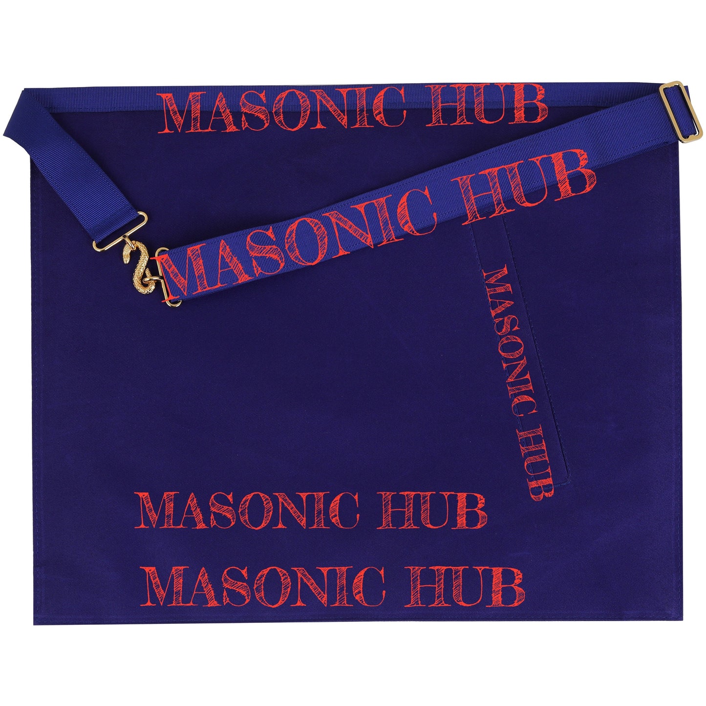 Masonic Master Mason Apron - with Compass & Square, Sunburst, Black Eye & Pillar