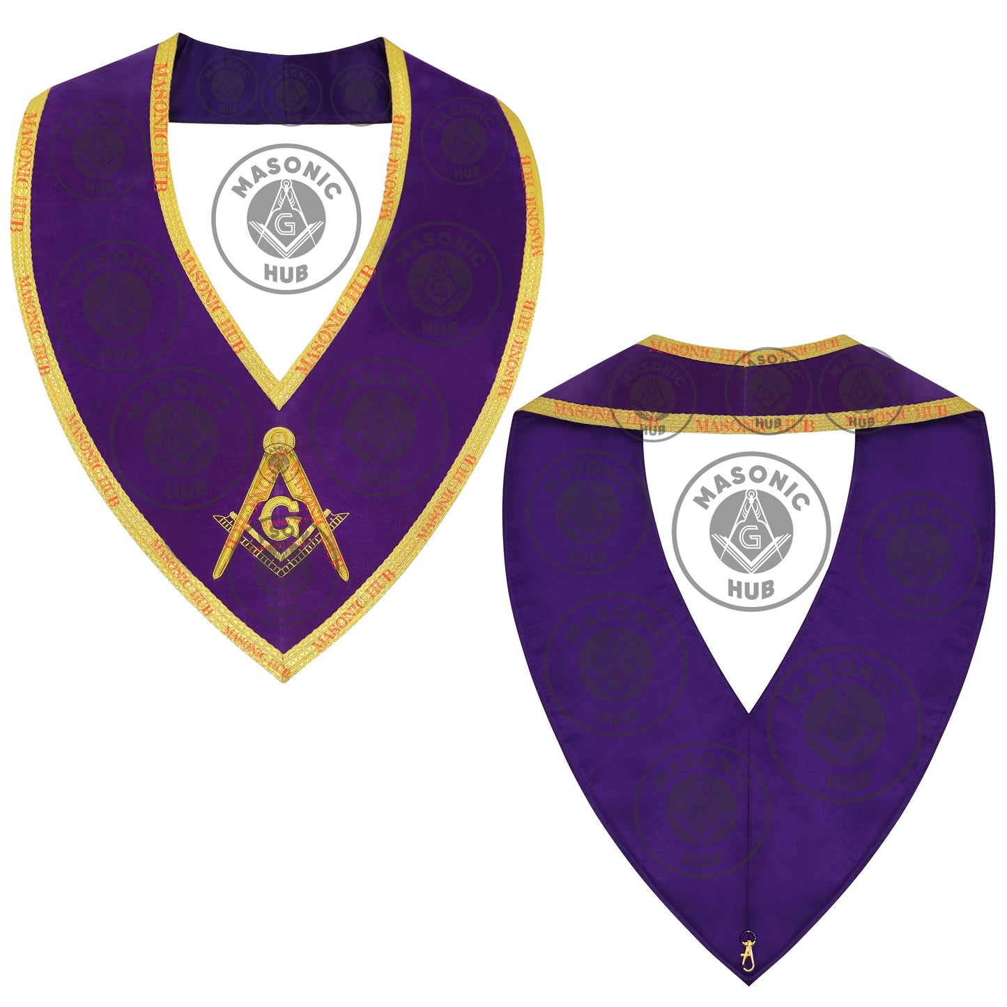 Masonic Master Mason Collar – Purple Velvet Blue Lodge Officer Freemason Regalia