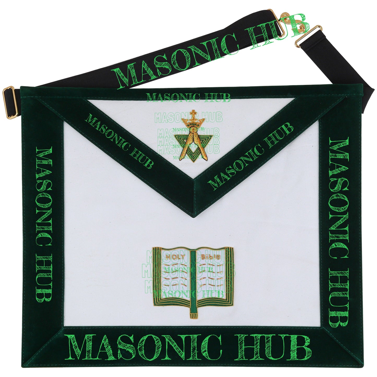 Hand-Embroidered Allied Masonic Degree (AMD) Officer Apron - Chaplain Regalia