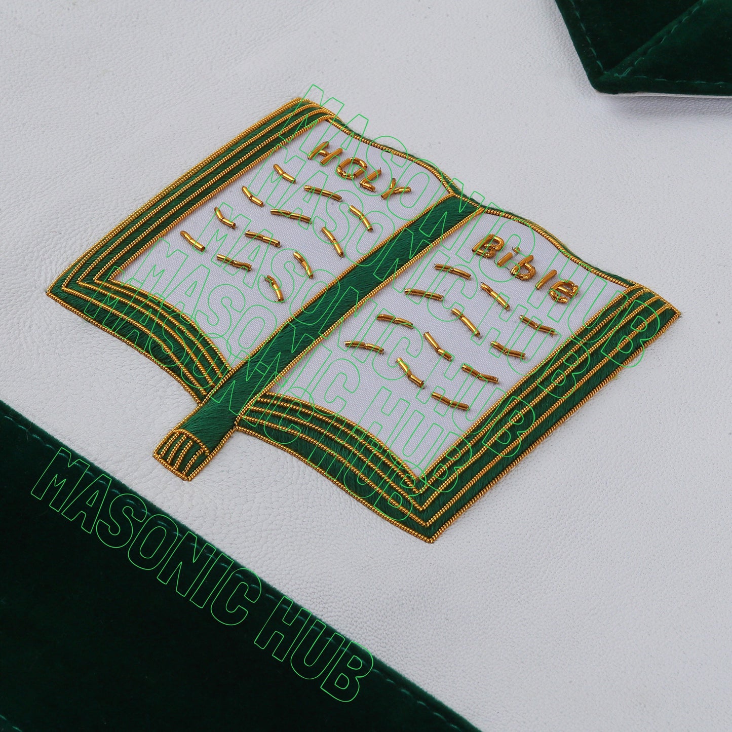 Hand-Embroidered Allied Masonic Degree (AMD) Officer Apron - Chaplain Regalia