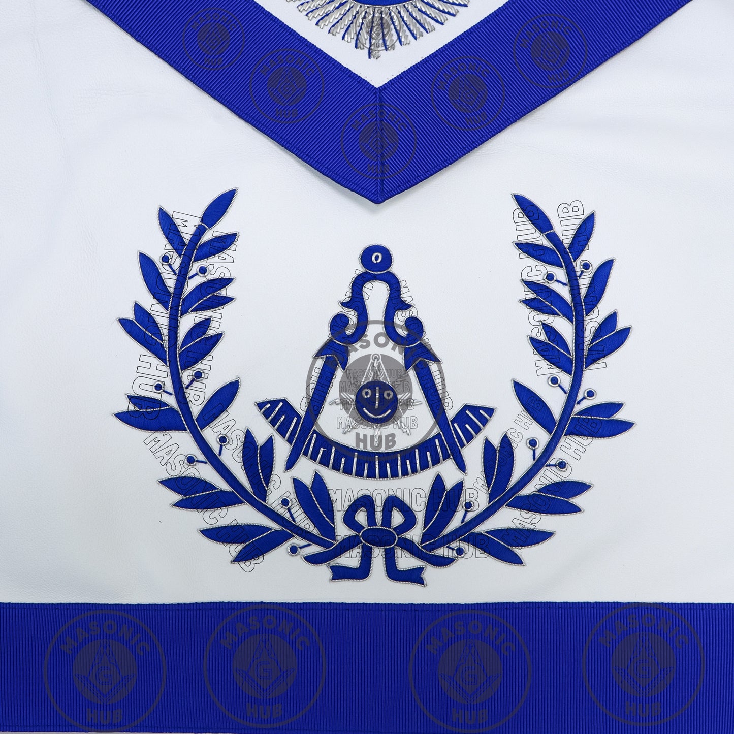 Past Master Masonic Apron – Genuine Lambskin Regalia with Silk Threads & Bullion Embroidery – Compass & Quadrant Design