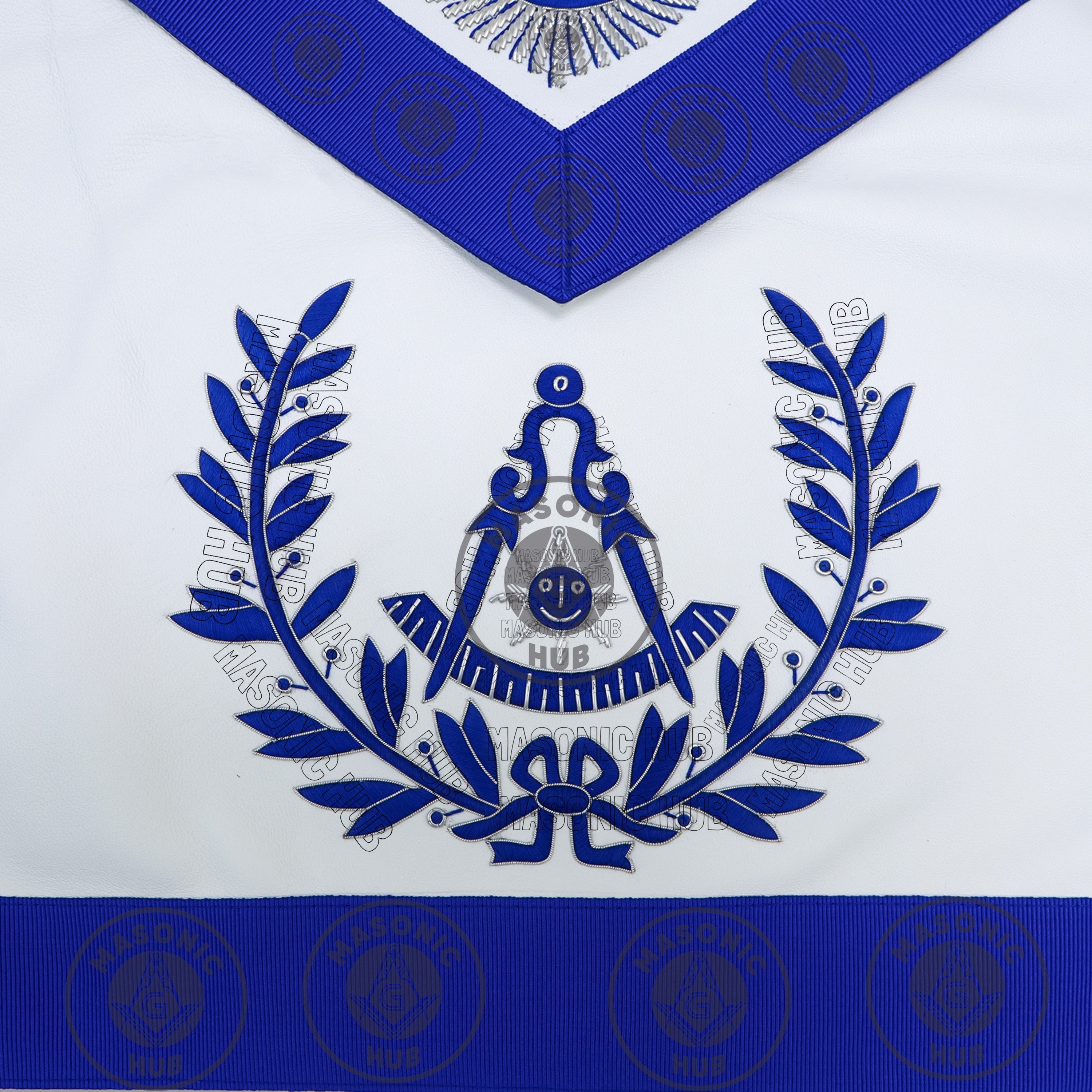 Past Master Masonic Apron – Genuine Lambskin Regalia with Silk Threads & Bullion Embroidery – Compass & Quadrant Design Masonic Hub
