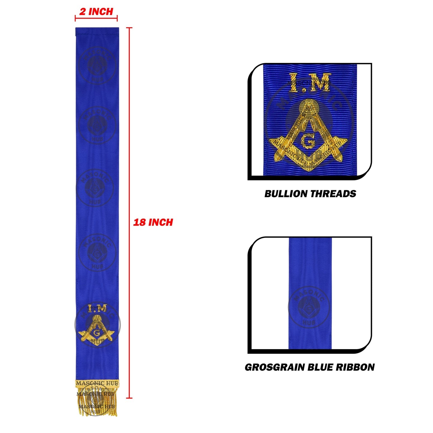 Installed Master (I.M.) Masonic Bible Marker – Hand Embroidered Square & Compass