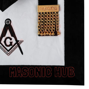 Masonic Master Mason Funeral Apron 100% Lambskin Hand Embroidered+BLACK VELVET Masonic Hub