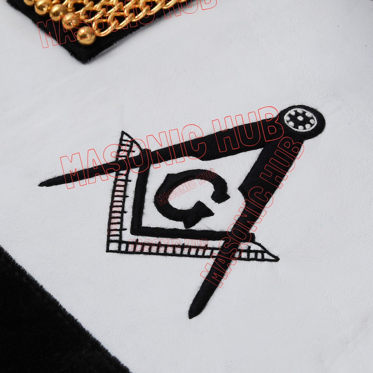 Masonic Master Mason Funeral Apron 100% Lambskin Hand Embroidered+BLACK VELVET
