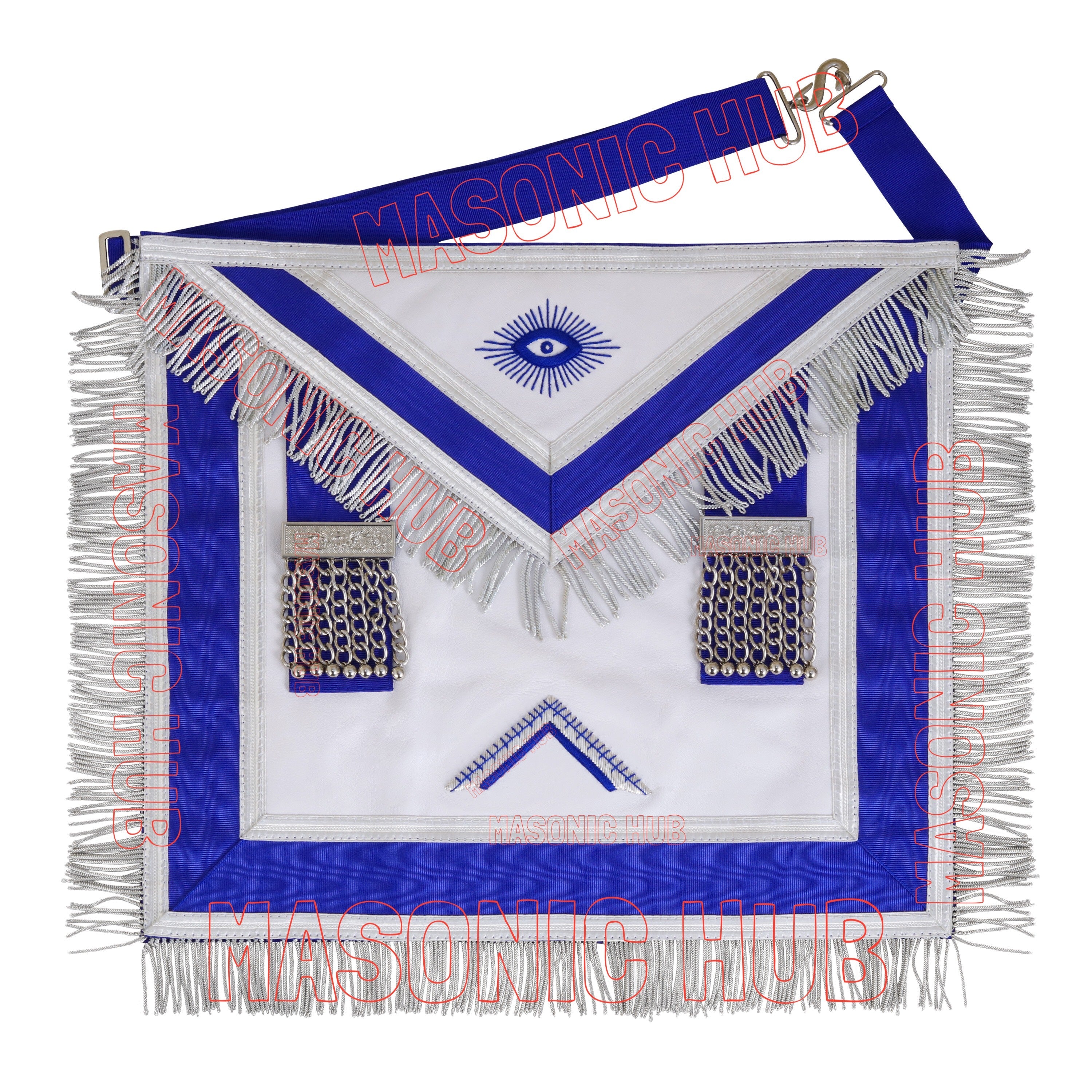 Masonic Worshipful Master Apron – 100% Lambskin with Chain Collar & Free Jewel Masonic Hub
