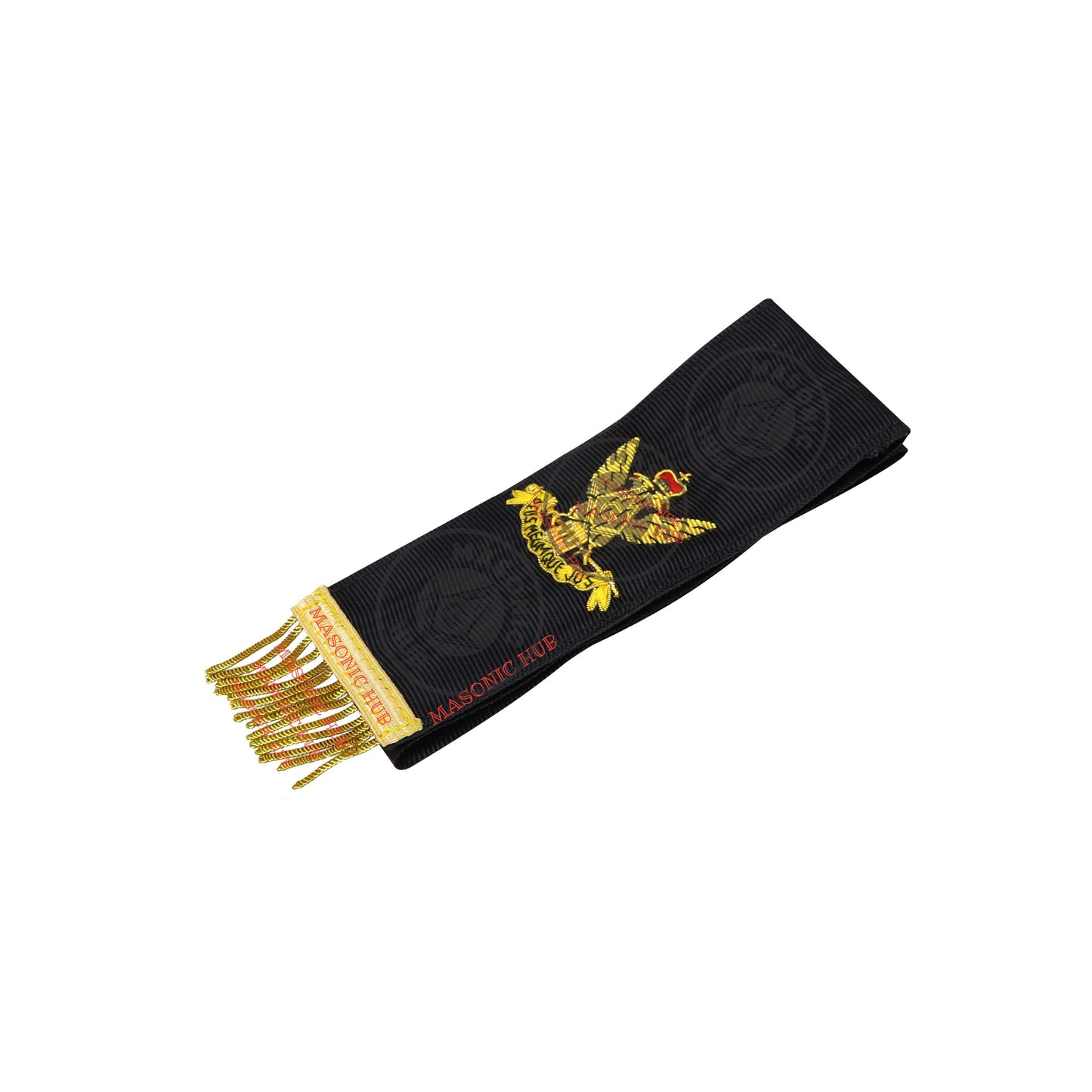Scottish Rite Bible Marker – Hand Embroidered Black Ribbon with Gold Fringe