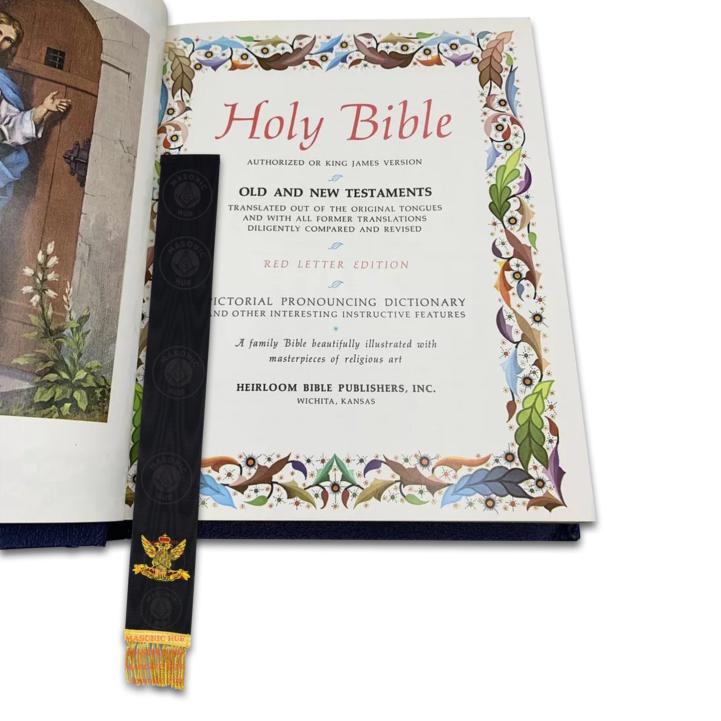 Scottish Rite Bible Marker – Hand Embroidered Black Ribbon with Gold Fringe