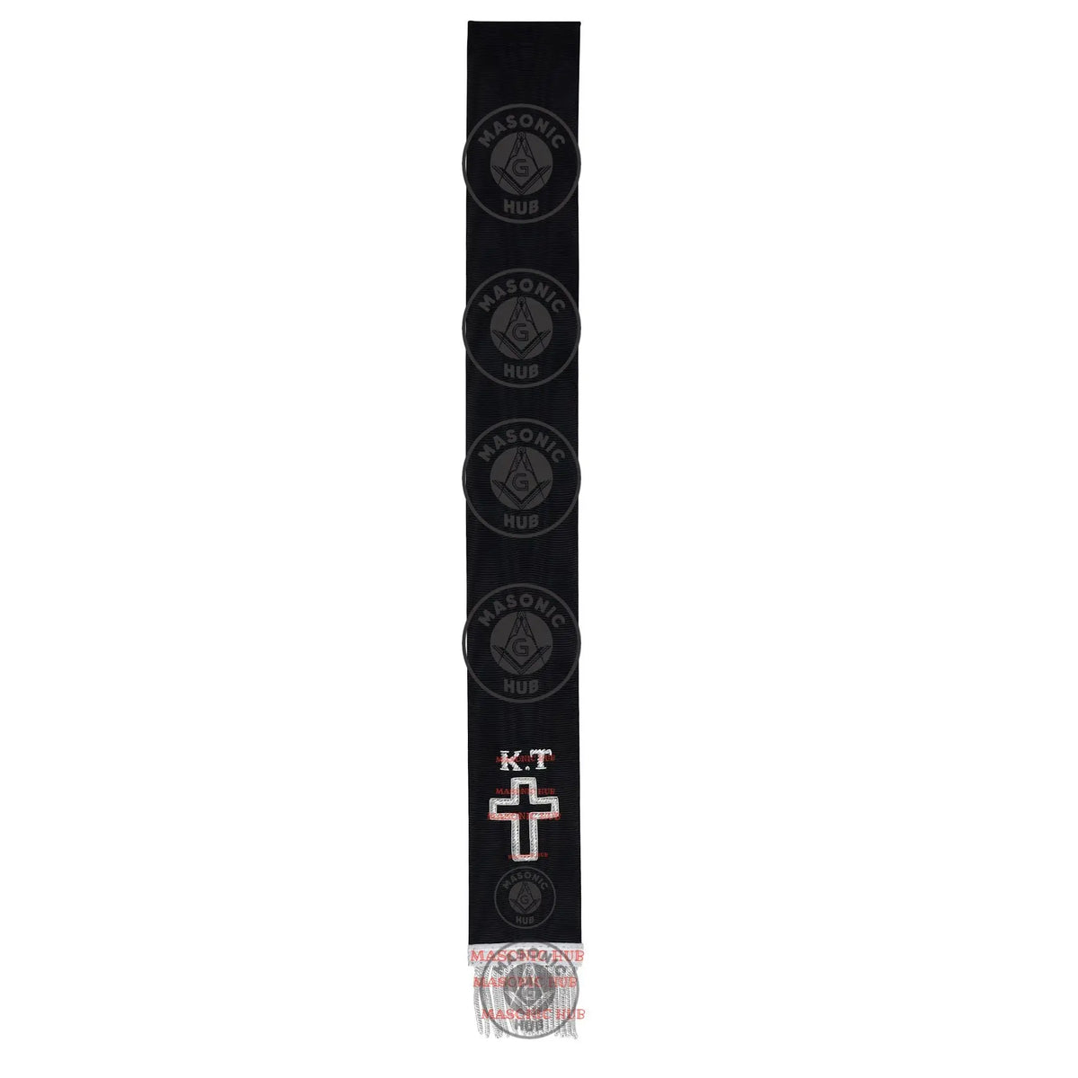 Knight Templar Black Bible Marker – Hand Embroidered Silver Cross Bullion Fringe Masonic Hub