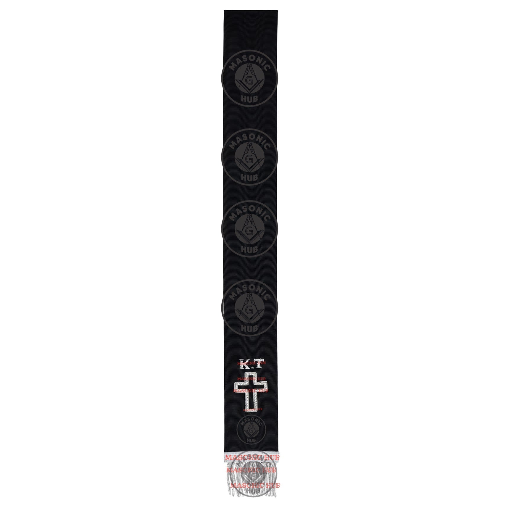 Knight Templar Black Bible Marker – Hand Embroidered Silver Cross Bullion Fringe Masonic Hub